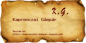 Kapronczai Gáspár névjegykártya